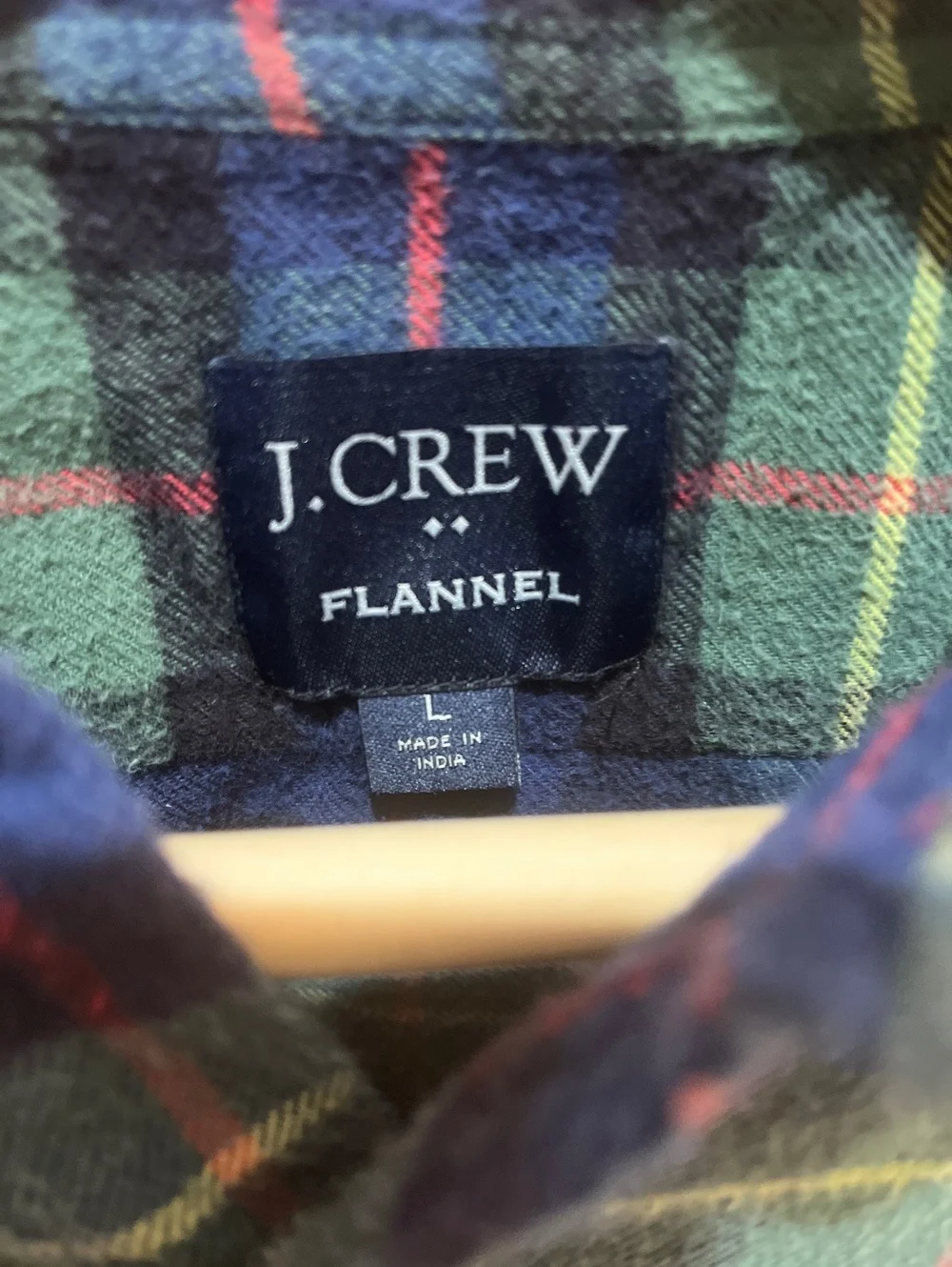 J.Crew Green, blue, yellow, red striped button up flannel men’s size Large